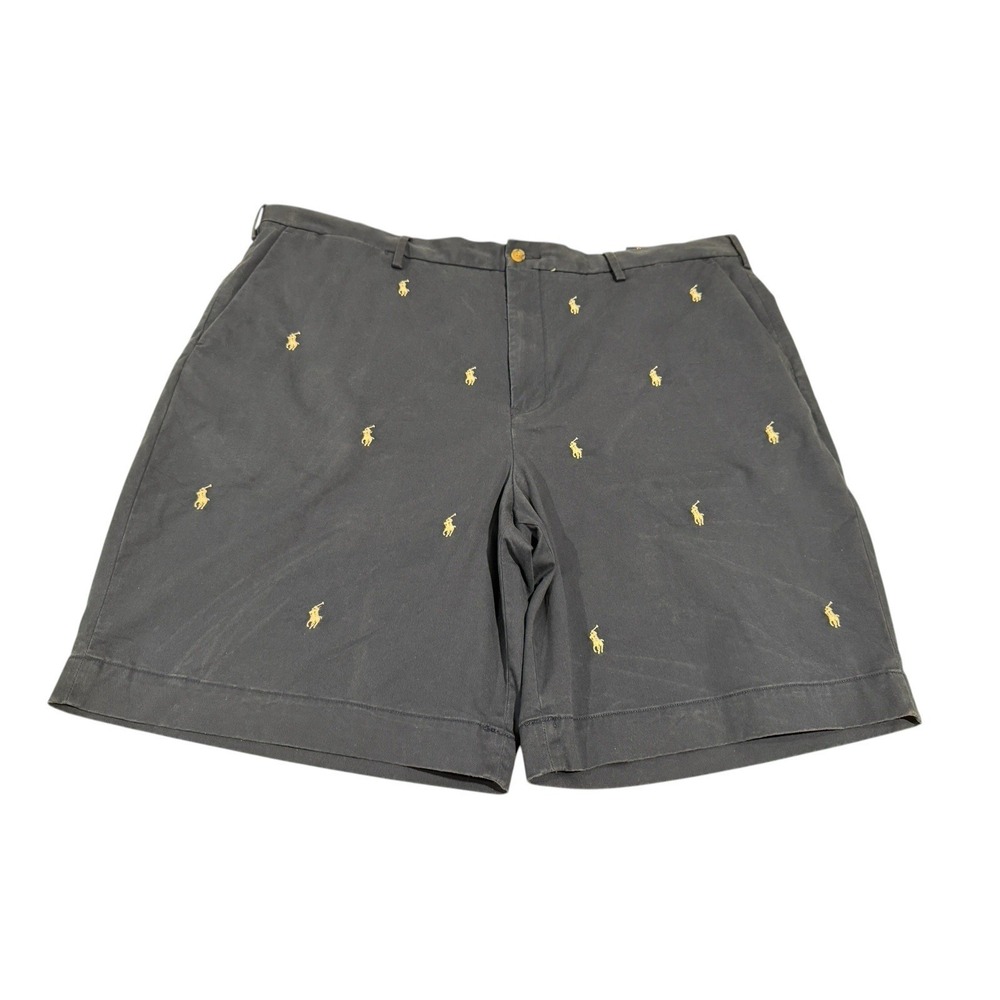 Polo Ralph Lauren Chino‎ Shorts Navy Blue White Pony Print Men's 42